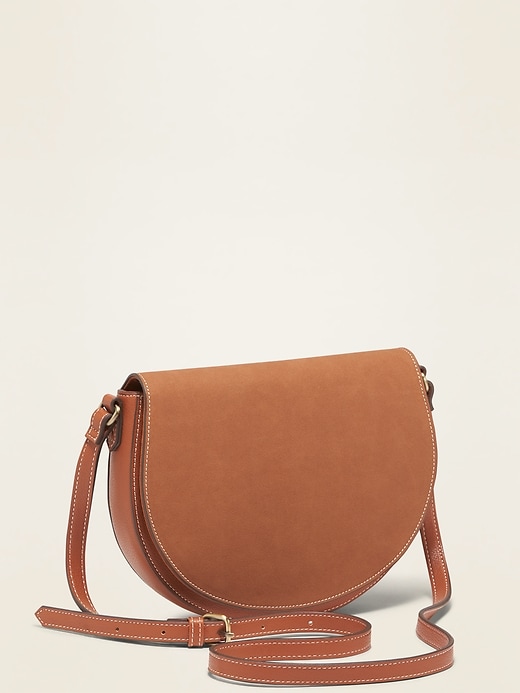 Gap purchases Leather saddle bag Crossbody purse in Cognac