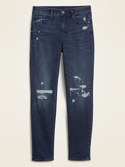 Image number 5 showing, High-Waisted Distressed Power Slim Straight Ankle Jeans for Women