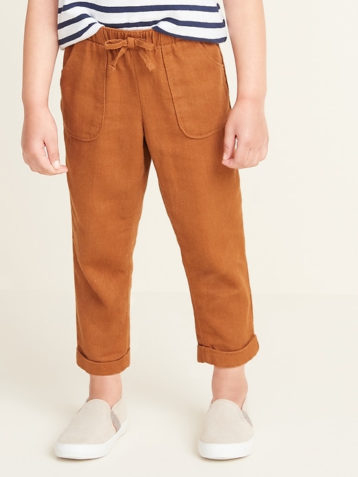 View large product image 1 of 3. Linen-Blend Utility Pants for Toddler Girls