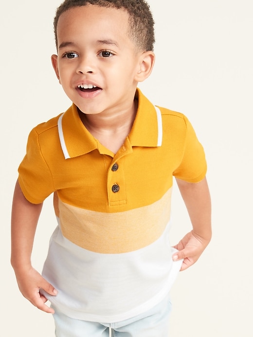 View large product image 1 of 3. Built-In Flex Color-Blocked Pique Polo for Toddler & Baby