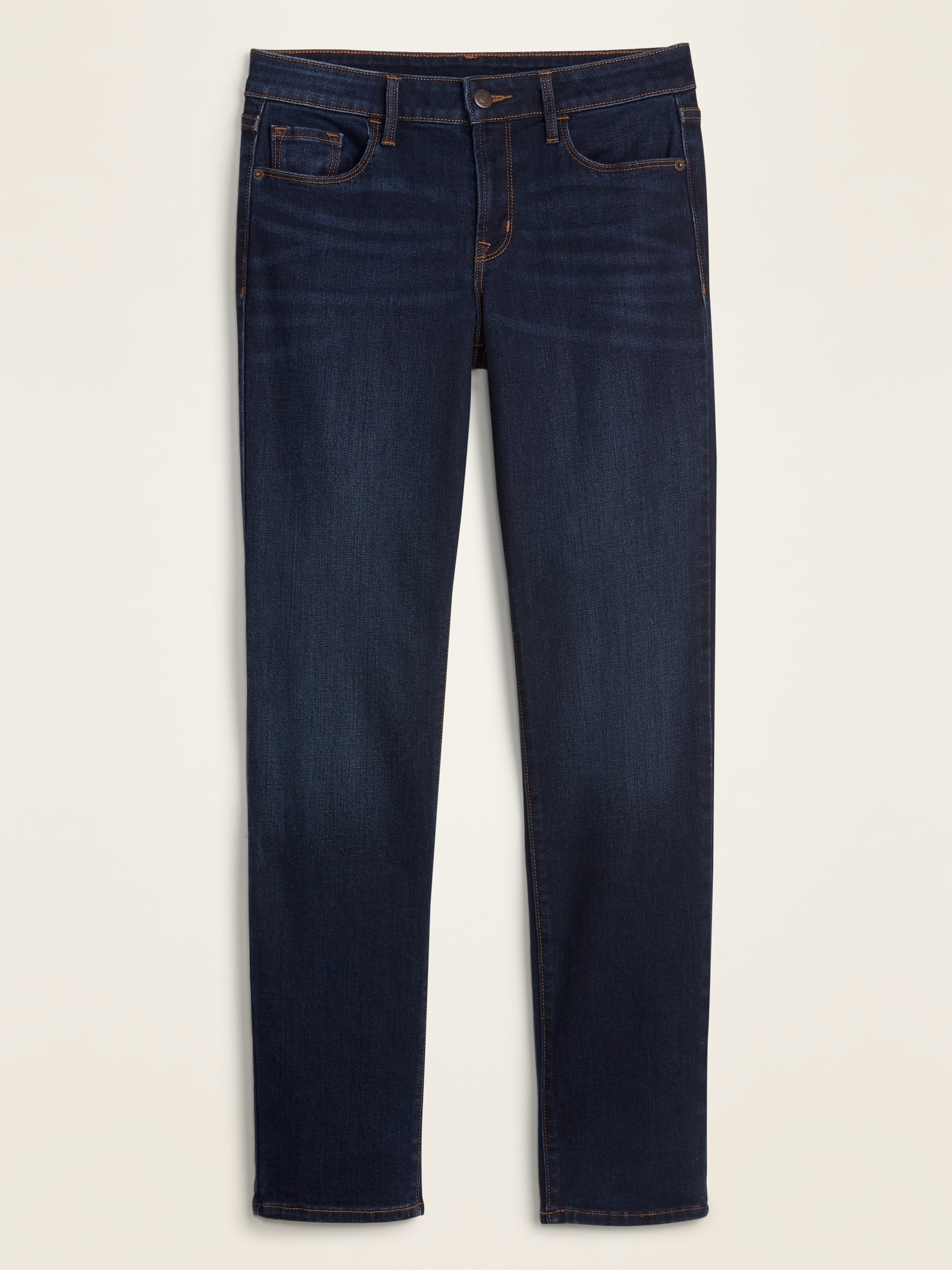 Mid-Rise Dark-Wash Power Slim Straight Jeans for Women | Old Navy