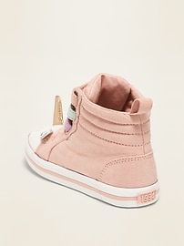 View large product image 3 of 4. Faux-Suede Unicorn Critter High-Tops for Toddler Girls