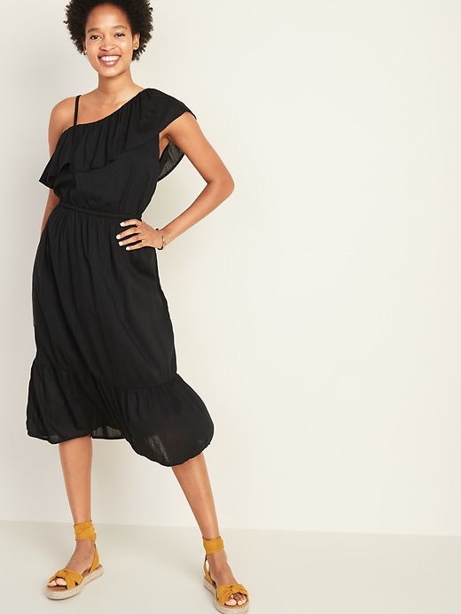 Waist-Defined One-Shoulder Midi for Women | Old Navy