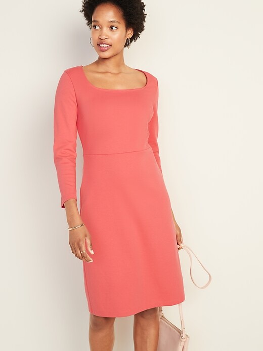 Image number 1 showing, Square-Neck Sheath Dress for Women