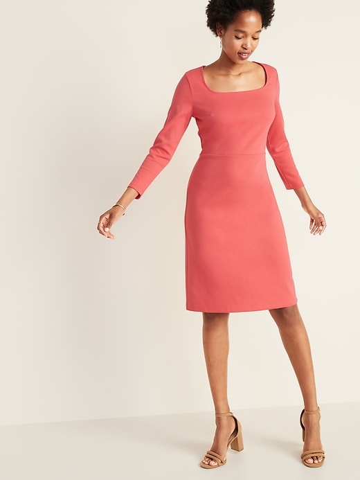 Image number 4 showing, Square-Neck Sheath Dress for Women