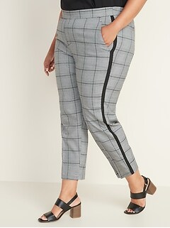 Mid-Rise Secret-Slim Pockets Plus-Size Side-Stripe Pull-On Pants