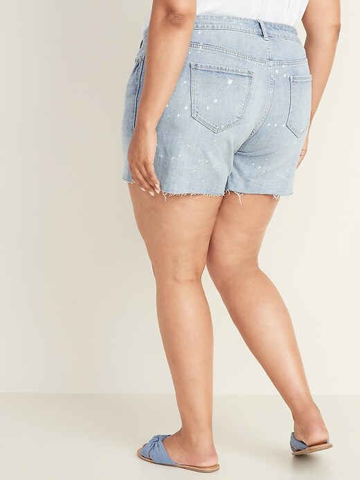 View large product image 2 of 3. Plus-Size Boyfriend Cut-Off Jean Shorts - 5-inch inseam