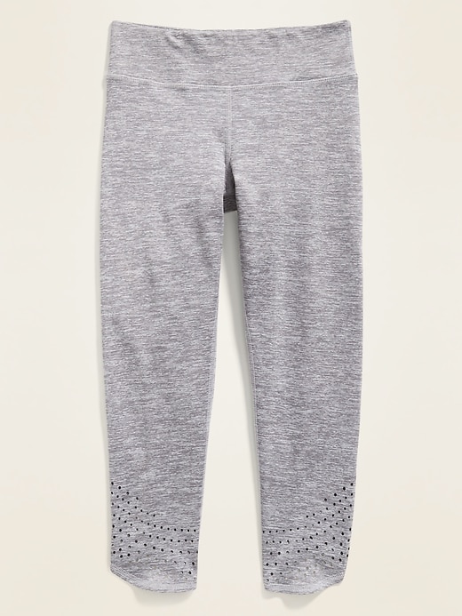 View large product image 1 of 1. Mid-Rise Go-Dry Perforated Cropped Leggings for Girls