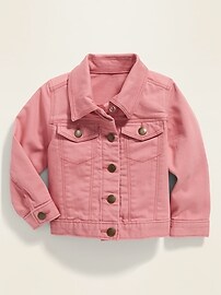 View large product image 4 of 4. Coral-Pink Jean Jacket For Toddler Girls