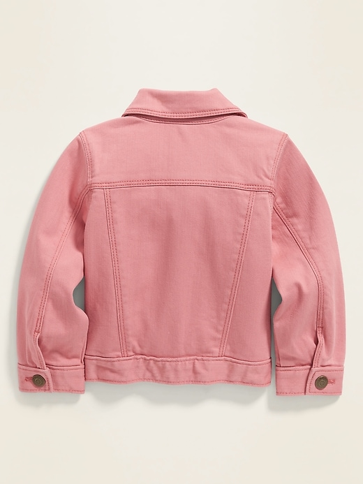 View large product image 2 of 4. Coral-Pink Jean Jacket For Toddler Girls
