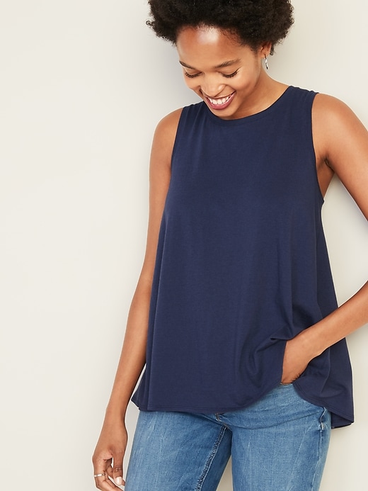 Image number 1 showing, Sleeveless Shirred-Back Swing Top for Women