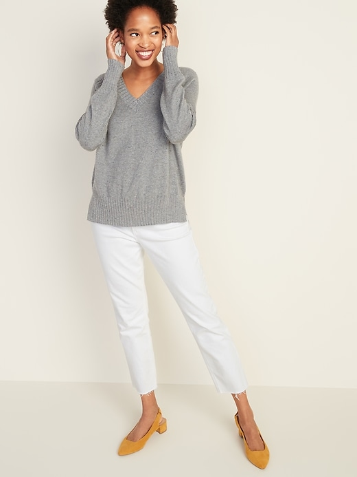 Image number 3 showing, Rib-Knit V-Neck Sweater for Women