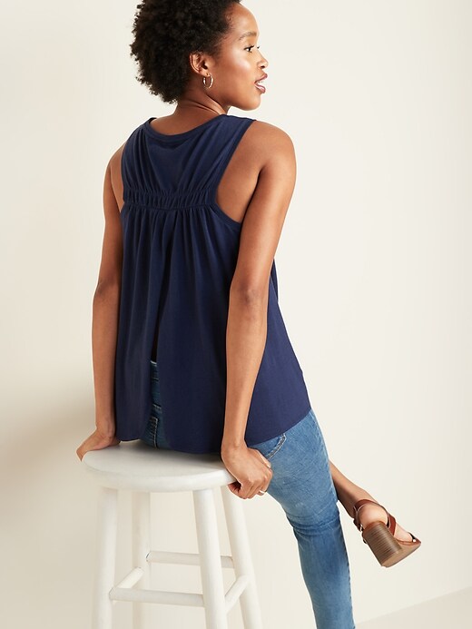 Image number 4 showing, Sleeveless Shirred-Back Swing Top for Women