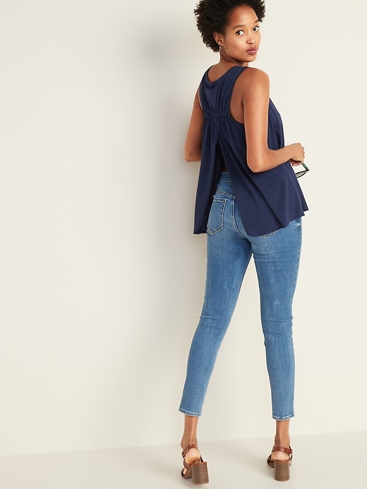 Image number 3 showing, Sleeveless Shirred-Back Swing Top for Women