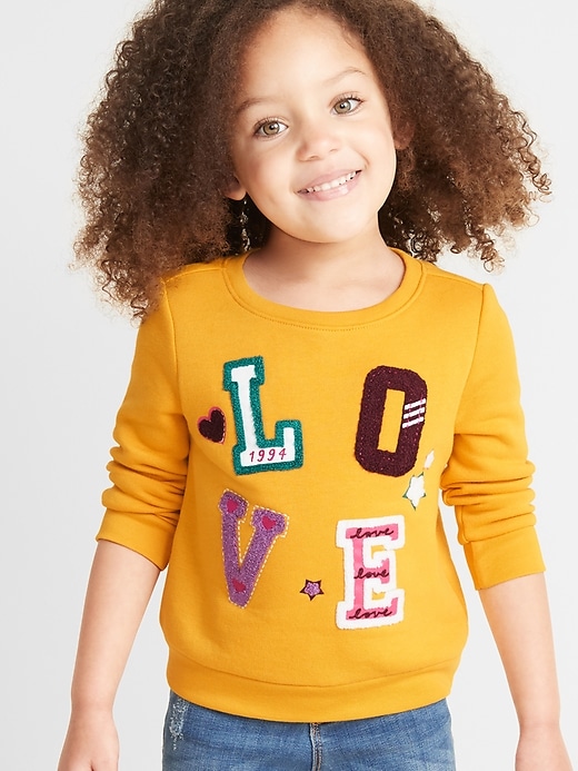 View large product image 1 of 1. Relaxed Crew-Neck Sweatshirt for Toddler Girls