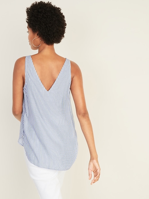 Image number 2 showing, Striped Double V-Neck Sleeveless Top For Women