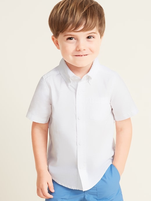 View large product image 1 of 4. Short-Sleeve Oxford Pocket Shirt for Toddler Boys