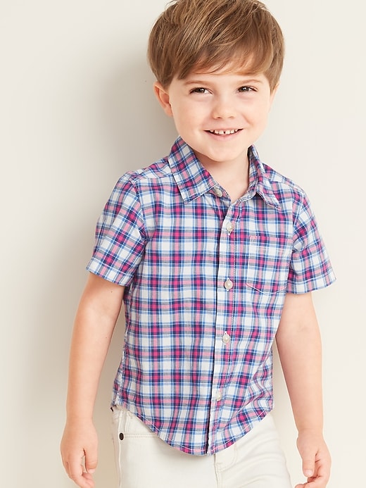 Built-In Flex Plaid Poplin Shirt for Toddler Boys | Old Navy