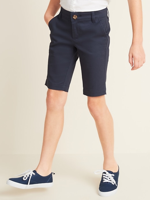 View large product image 1 of 3. Uniform Skinny Twill Bermudas for Girls