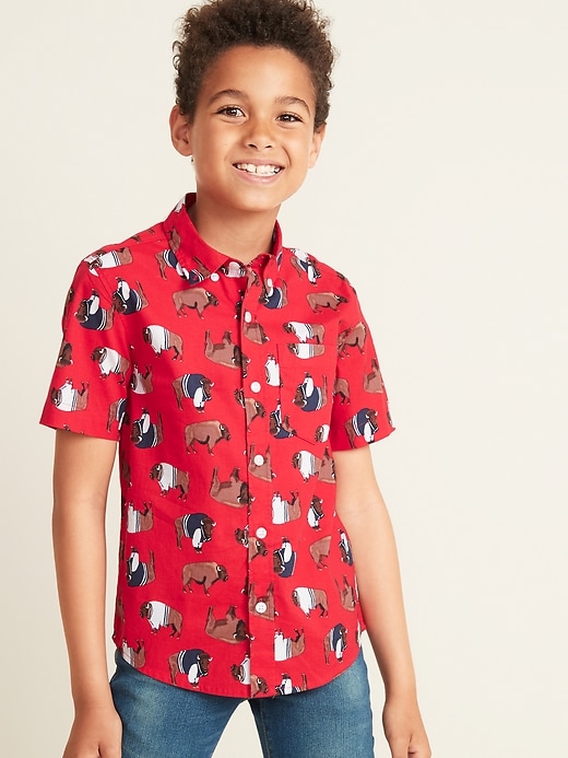 View large product image 1 of 1. Printed Built-In Flex Shirt For Boys
