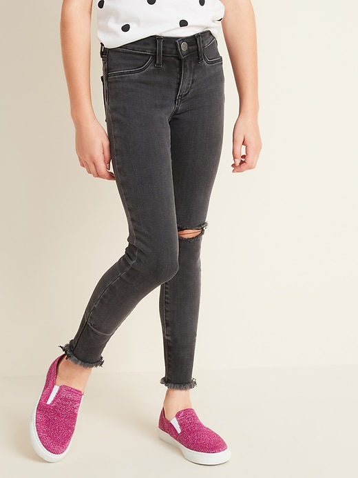 View large product image 1 of 3. Ballerina 360&#176 Stretch Distressed Black Jeggings for Girls