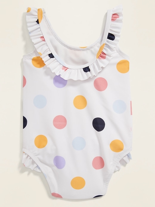 View large product image 2 of 2. Ruffle-Trim Polka Dot Swimsuit for Baby