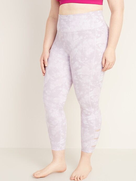 View large product image 1 of 3. High-Waisted Balance Plus-Size Ladder-Trim 7/8-Length Leggings