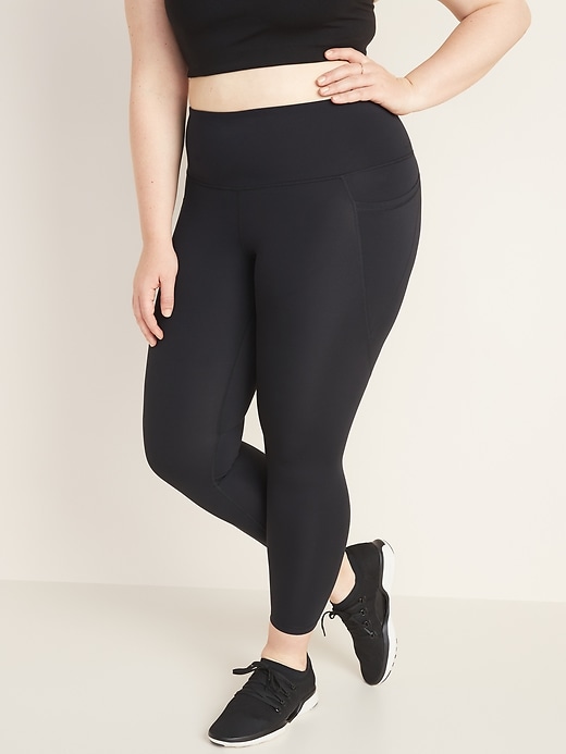 View large product image 1 of 3. High-Waisted PowerSoft Plus-Size 7/8-Length Side-Pocket Leggings
