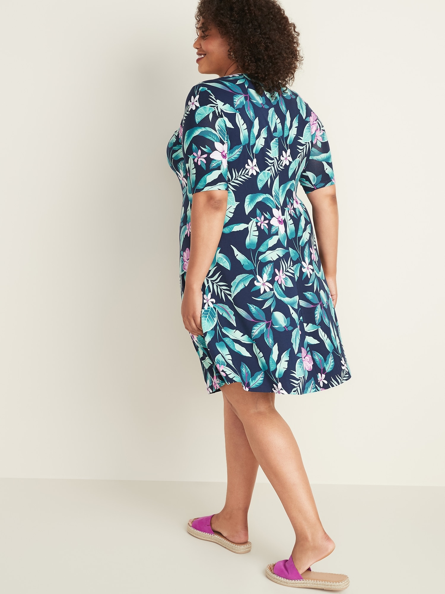 Jersey ElbowSleeve PlusSize Swing Dress Old Navy