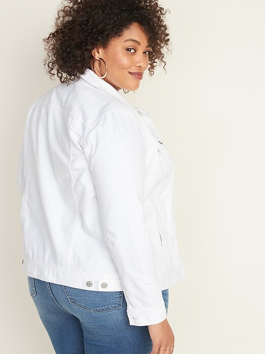 Image number 2 showing, Distressed White Jean Plus-Size Jacket