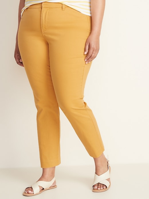 View large product image 1 of 1. Mid-Rise Secret-Slim Pockets Plus-Size Pixie Chinos