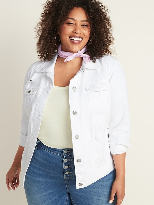 Image number 1 showing, Distressed White Jean Plus-Size Jacket