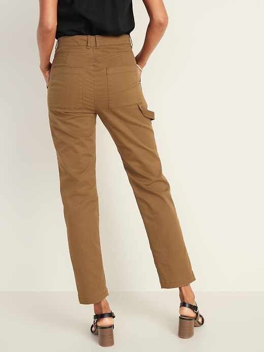 View large product image 2 of 3. High-Waisted Slim Wide-Leg Cropped Utility Chinos For Women