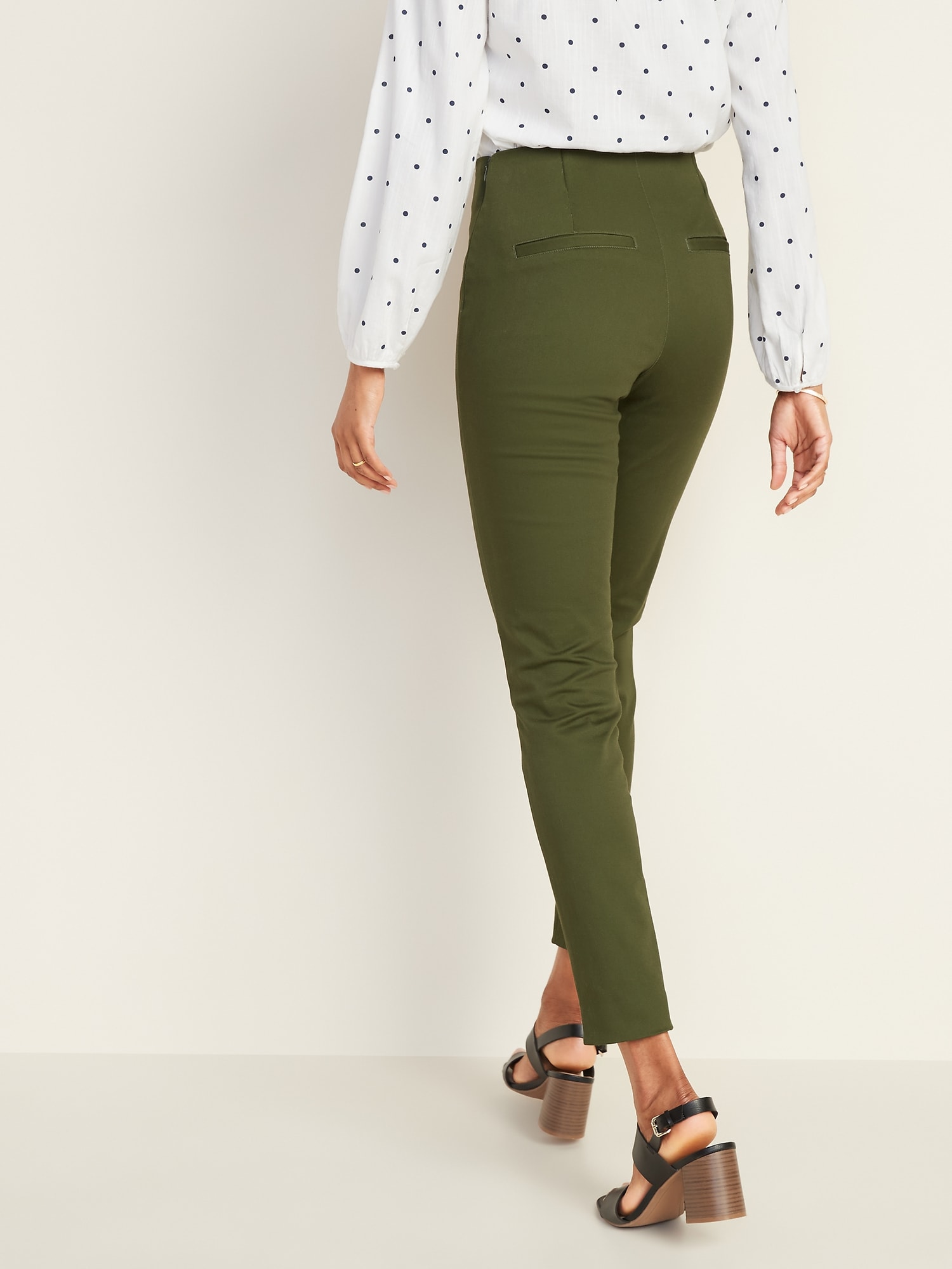 high waisted pants with zipper on the back