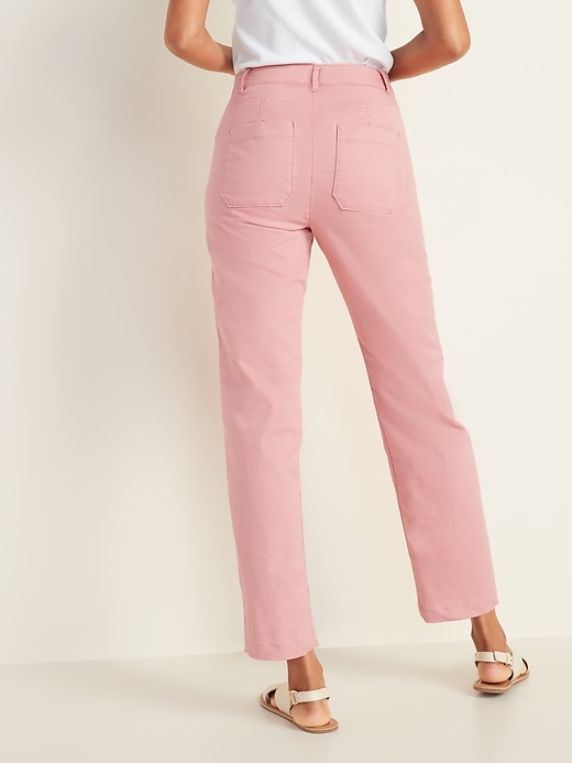 View large product image 2 of 3. Mid-Rise Slim Wide-Leg Chinos for Women