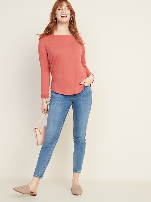 Image number 3 showing, Loose French Terry Top for Women