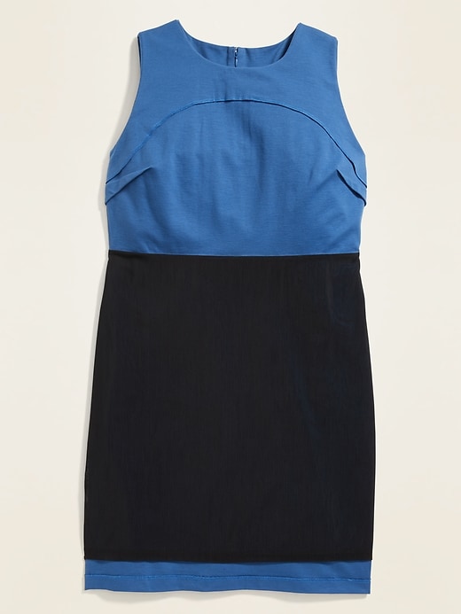 View large product image 2 of 2. Secret-Slim Plus-Size Sleeveless Ponte-Knit Sheath Dress