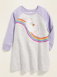 View large product image 3 of 4. Unicorn-Graphic French-Terry Swing Dress for Toddler Girls