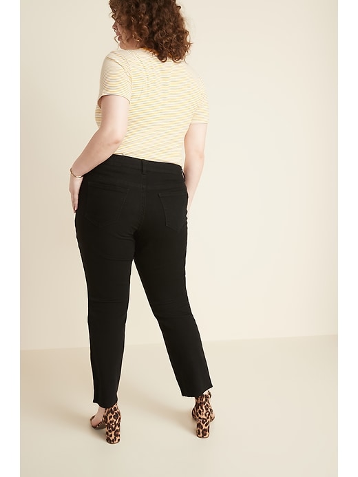 Image number 2 showing, High-Waisted Secret-Smooth Pockets + Waistband Power Slim Straight Plus-Size Jeans