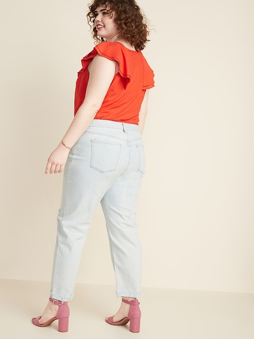 Image number 2 showing, Mid-Rise Boyfriend Straight Plus-Size Distressed Jeans