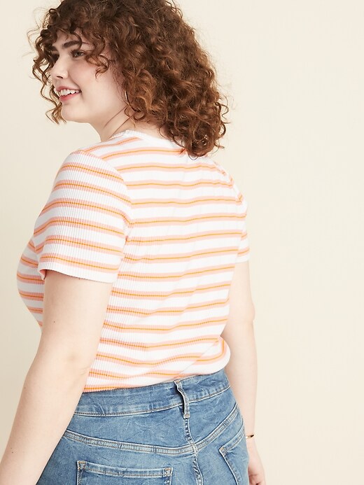 Image number 2 showing, Slim-Fit Striped Rib-Knit Plus-Size Tee