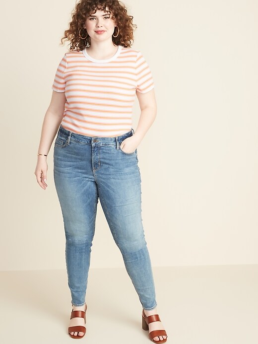 Image number 3 showing, Slim-Fit Striped Rib-Knit Plus-Size Tee