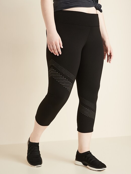 View large product image 1 of 1. High-Waisted Plus-Size Elevate Laser-Cut Crops