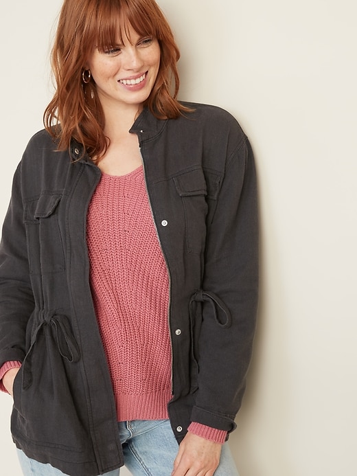 View large product image 1 of 1. Linen-Blend Utility Jacket for Women