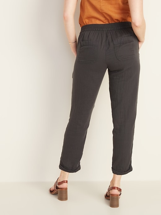 View large product image 2 of 2. Mid-Rise Soft Twill Pull-On Utility Pants for Women