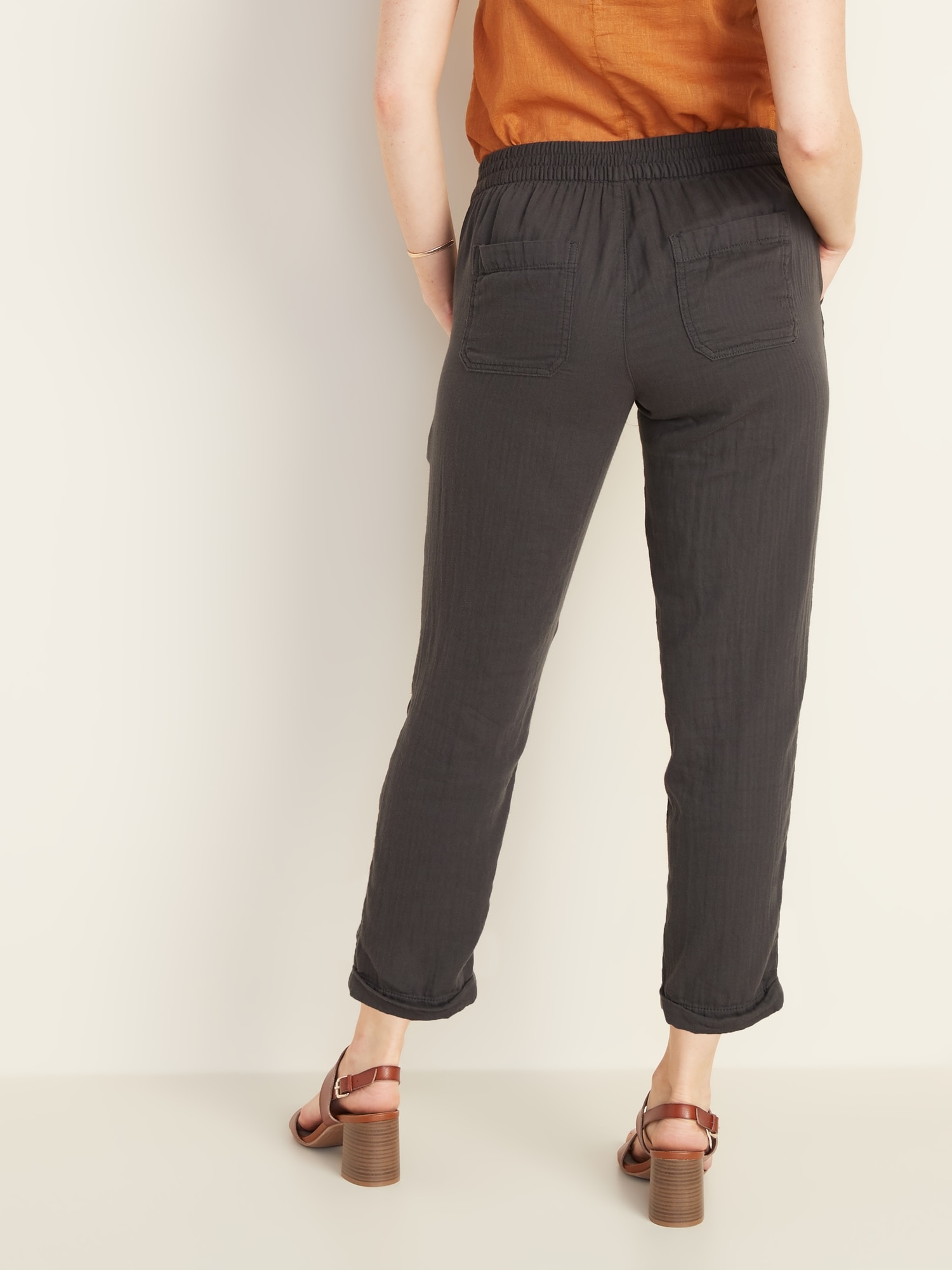 Mid-Rise Soft Twill Pull-On Utility Pants for Women, Old Navy