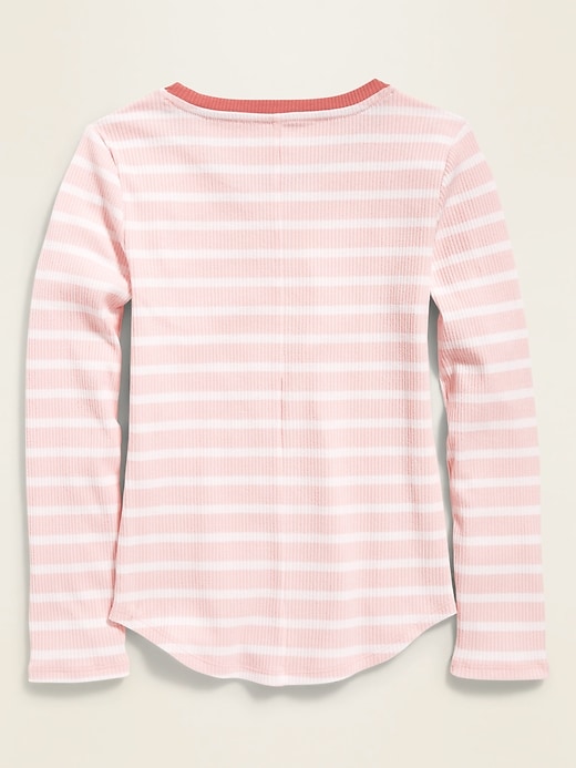 View large product image 2 of 3. Fitted Striped Rib-Knit Tee for Girls