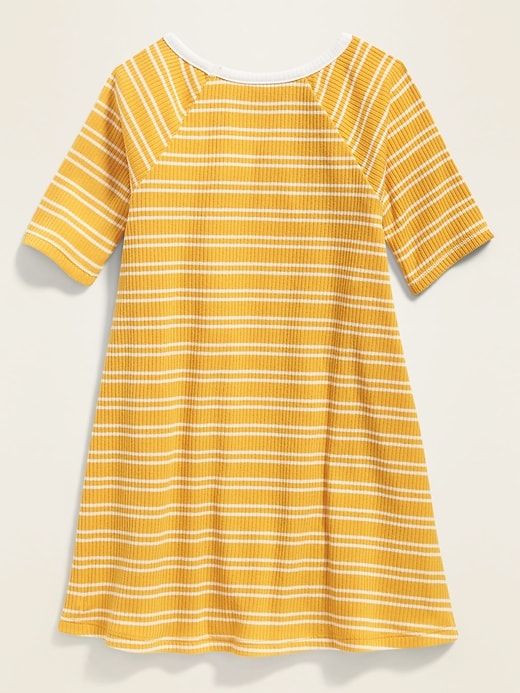 View large product image 2 of 4. Rib-Knit Elbow-Sleeve Swing Dress for Toddler Girls