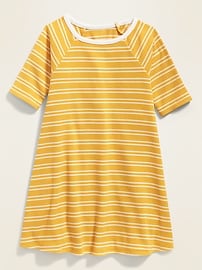 View large product image 3 of 4. Rib-Knit Elbow-Sleeve Swing Dress for Toddler Girls