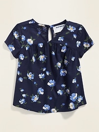 View large product image 4 of 4. Floral V-Neck Babydoll Top for Toddler Girls